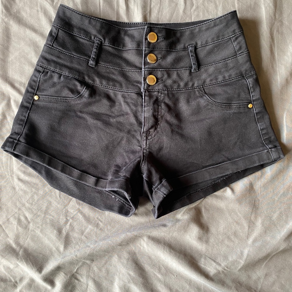 Black jean shorts